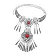 thumbnail image 2 of Collar bohemio vintage con borlas retro, colgante, cadena para suéter para mujeres y niñas. rojo, 2 of 9