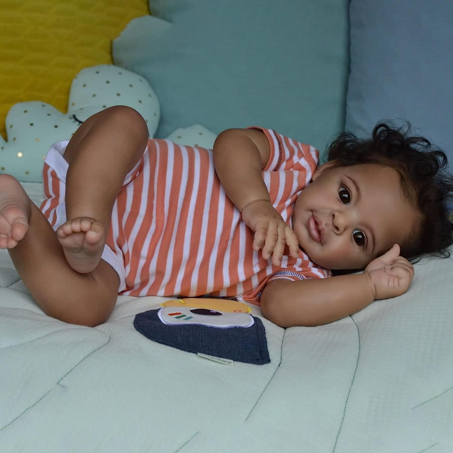 22 inch Reborn Baby Dolls Black Girls Realistic African American Babies Lifelike Handmade Soft Body Dolls Children Birthday Gift Set
