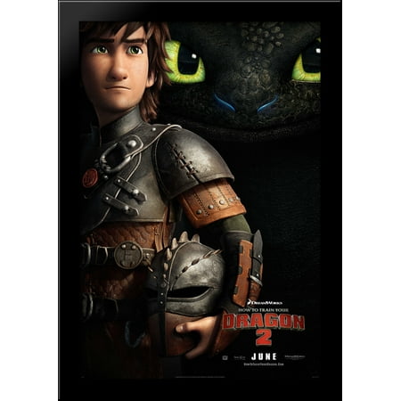 Dragon Art Poster - How to Train Your Dragon 2 28x40 Large Black Wood Framed Print Movie Poster Art