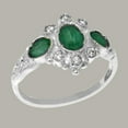 thumbnail image 4 of LBG British Made 9k White Gold Real Genuine Emerald & Diamond Womens Promise Ring - 33 size options - Size 5.75, 4 of 5