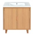 thumbnail image 3 of 30" Bathroom Vanity Set with Sink, Combo Cabinet, Bathroom Storage Cabinet with Resin Basin, Solid Wood Frame Storage Cabinet with Double Doors for Bathroom, Hotel, Burly Wood, 3 of 9
