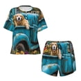 thumbnail image 2 of Yiaed Vintage Pickup Sunflower Dog Print Short Sleeve Pajama Sets for Women Casual Crew Neck 2 Piece Lounge Sets Women's Short-Sleeved Pajama-4X-Large, 2 of 5