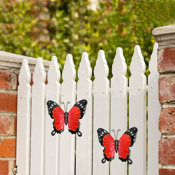 Hierro Jardín Mariposa 3D Mariposa Adornos Pequeño Metal Mariposa Arte Pared Colgante Decoración Con Gancho Muyoka Hogar
