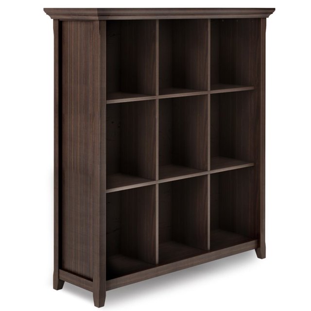 Simpli Home Acadian Wood 9 Cube Bibliothèque et Unité en Brun Noyer Chaud