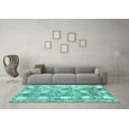 thumbnail image 3 of Ahgly Company Machine Washable Indoor Rectangle Abstract Turquoise Blue Modern Area Rugs, 3' x 5', 3 of 4