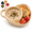Beige, variant on Ceramic Soup and Sandwich Bowl with Handle and Side Compartment for Crackers - Divided Stoneware Serveware for Quick Office Lunches & Snacks