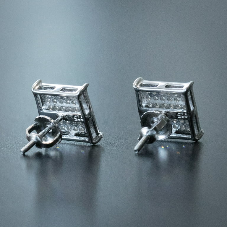 Sterling Silver Personalized Cross Flat Back Stud Earrings