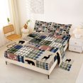 thumbnail image 2 of Castle Fairy Teens Rustic Patchwork Wildlife King Sheets 4pcs,Deer Bear Moose Plaid Tribal Bedding,Tan Olive Black,1 Fitted Sheet, 1 Flat Sheet and 2 Pillowcases, 2 of 6