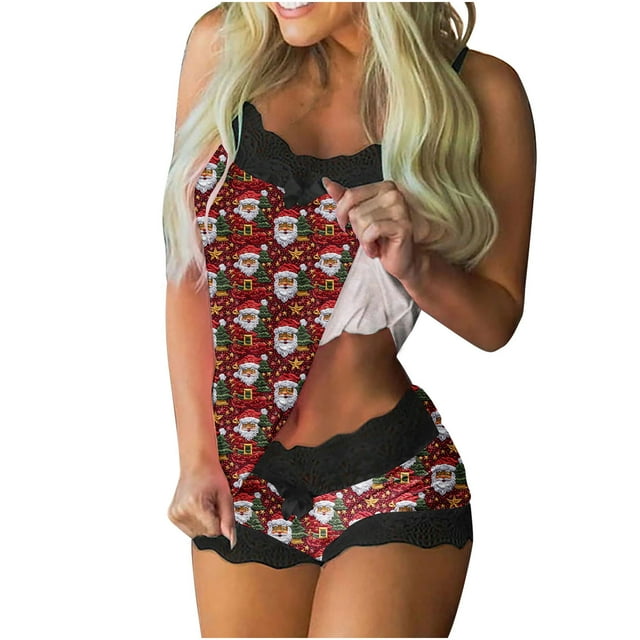 Long Shorts for Women, Womens Lace Sling Sleeveless Tank Splicing Shorts Set