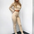 thumbnail image 2 of Mujeres Sexy Casual Cuello en V Sólido Deportes Manga completa Cremallera Pantalones con capucha Traje Fridja hfkajh99931, 2 of 8