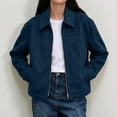 thumbnail image 2 of Enjoytime Fall Jackets for Women Lapel Collar Long Sleeve Cropped Zip Up Jacket Vintage Casual Outerwear with Pockets, 2 of 8