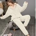 thumbnail image 2 of Uqiangy Plus Size Pjs for Women 3x 2 Piece Sets for Women Long Sleeve Pajamas Travel Outfits for Women Two Piece Fall Set Long Sleeve Pajamas for Women Beige L, 2 of 5