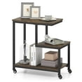 thumbnail image 1 of Costway 1 PCS Table d'Appoint Moderne en Forme de G avec Étagères de Rangement et Roulettes Verrouillables pour Salon Brun, 1 of 9