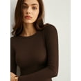 thumbnail image 2 of MOYIKO Slim Fitted Thermal Long Sleeve Shirts for Women Undershirts Crewneck Basic Tees, 2 of 7