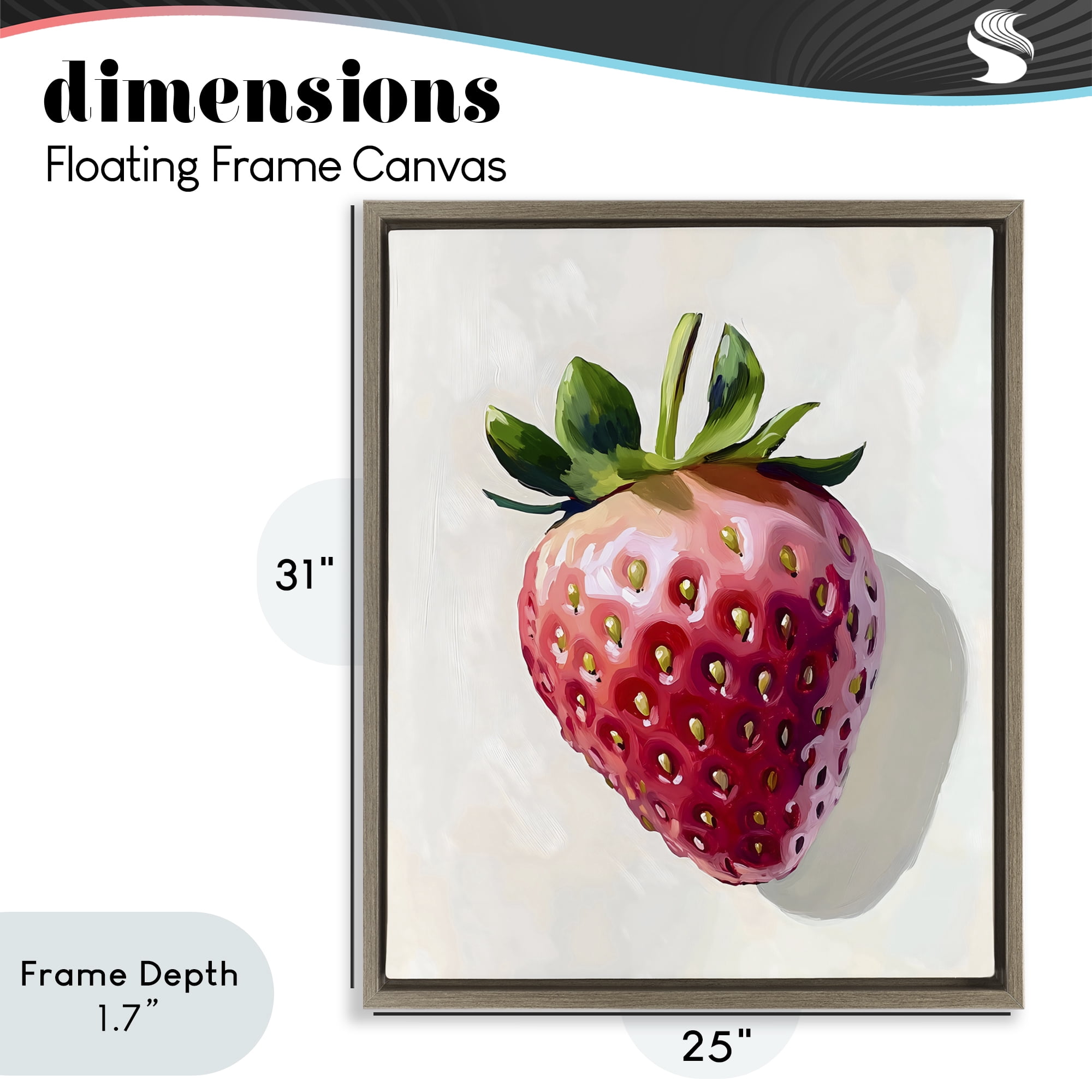 Stupell Industries Juicy Shine Strawberry Brown Framed Floater Canvas Wall Art, design by The Prints Vibe
