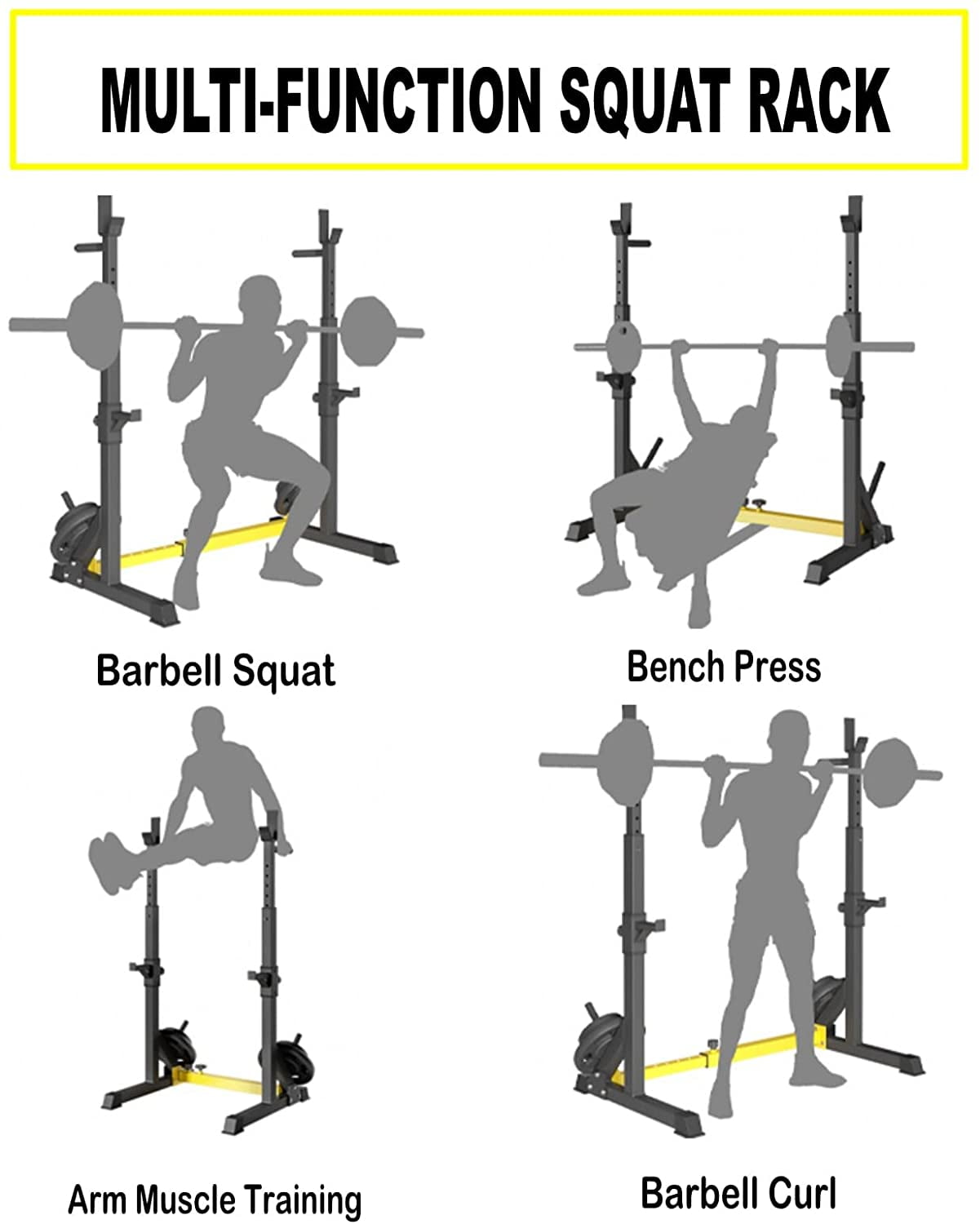 Details about   Adjustable Squat Rack Bench Press Weight Lifting Barbell Stand Home Gym 570lb 