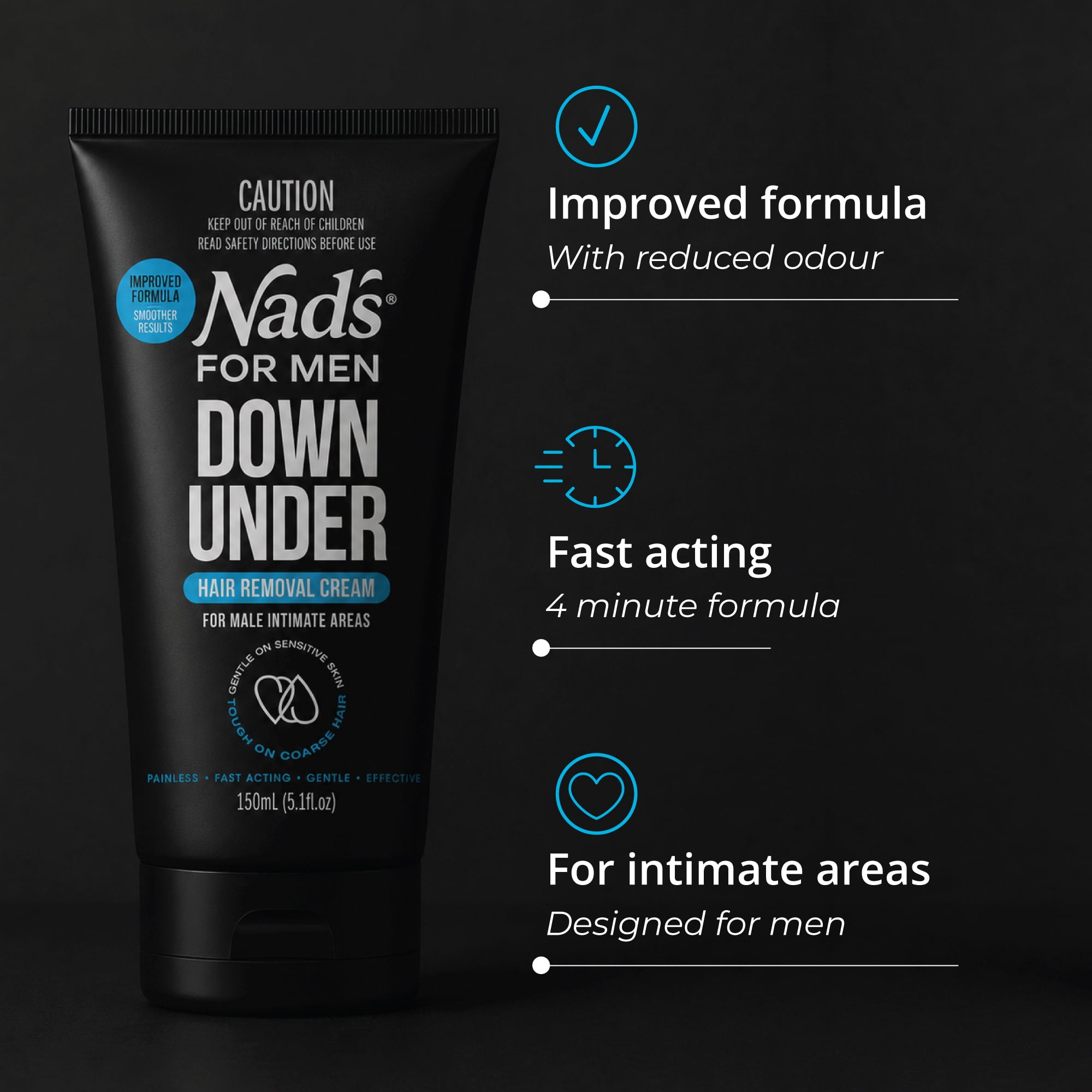 Nad's For Men Down Under Intimate Hair Removal Cream with Aloe Vera, 5.1 fl. oz.