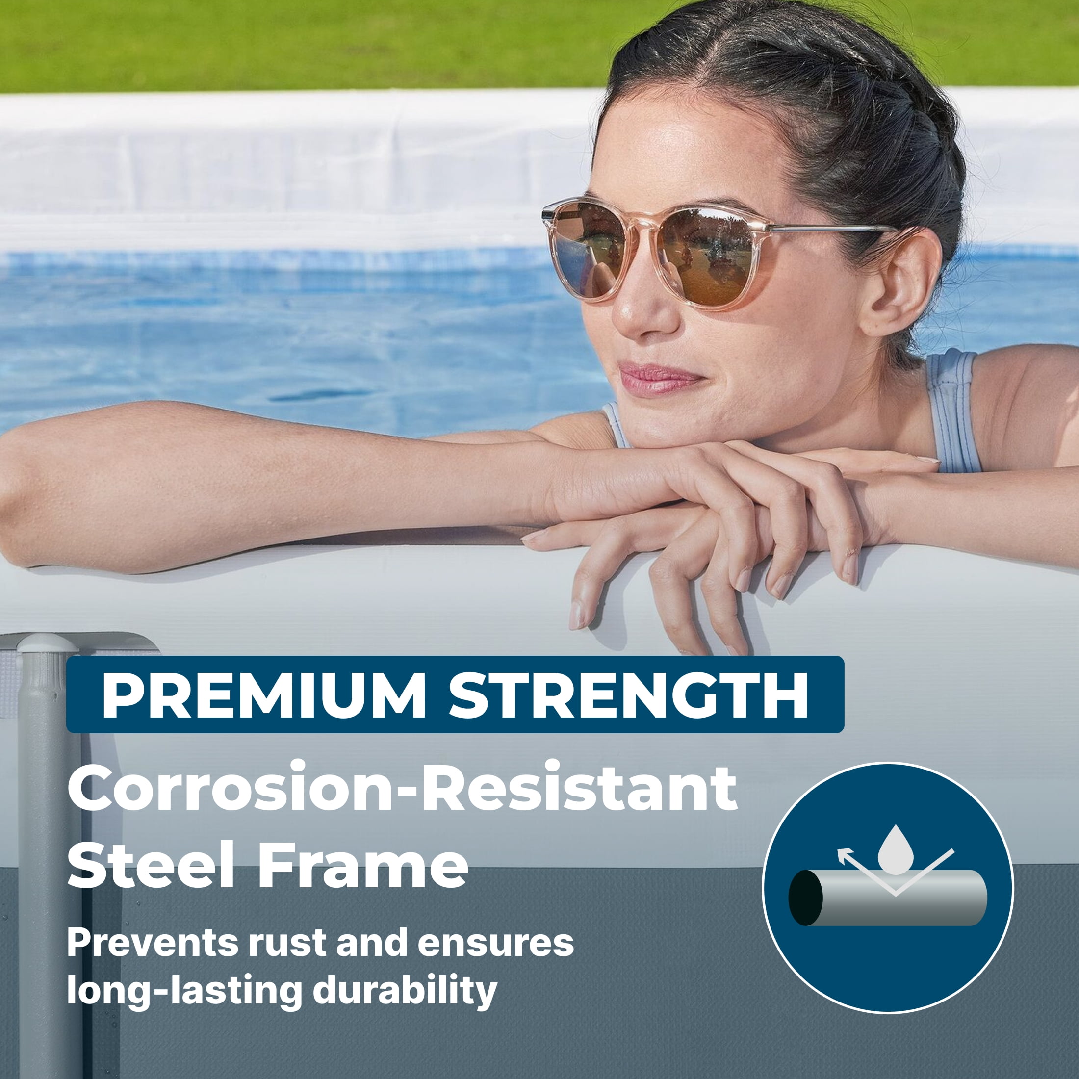 Bestway Power Steel Metal Frame Above Ground Pool - 31.3' x 16' x 52", Gray