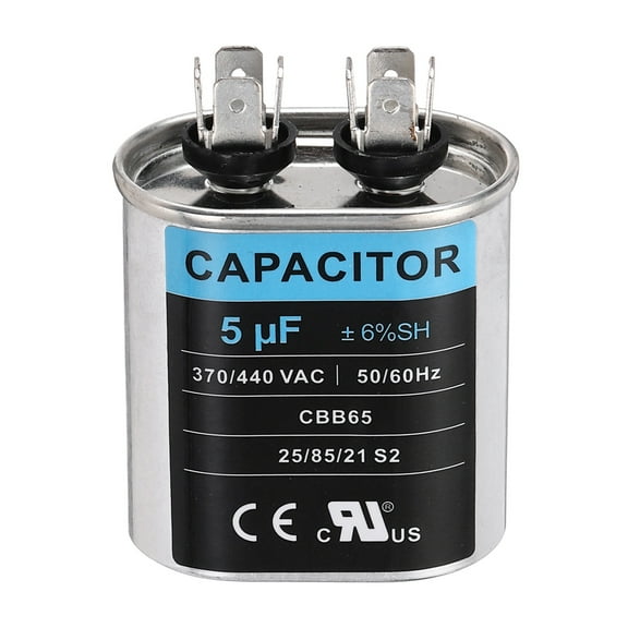 Uxcell 5MFD CBB65 Run Start Capacitor 5uF, 370/440V Oval AC Capacitor for AC Motor Run, HVAC, Air Conditioner, Condenser Motors