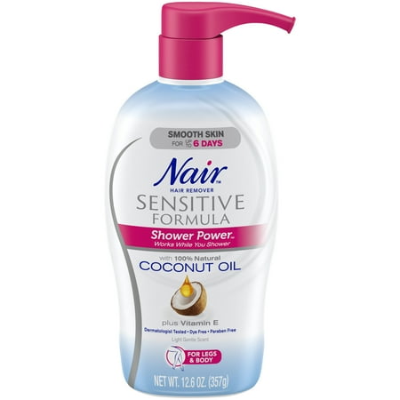 Nair Hair Remover Sensitive Formula Shower Power with Coconut Oil and Vitamin E, 12.6oz