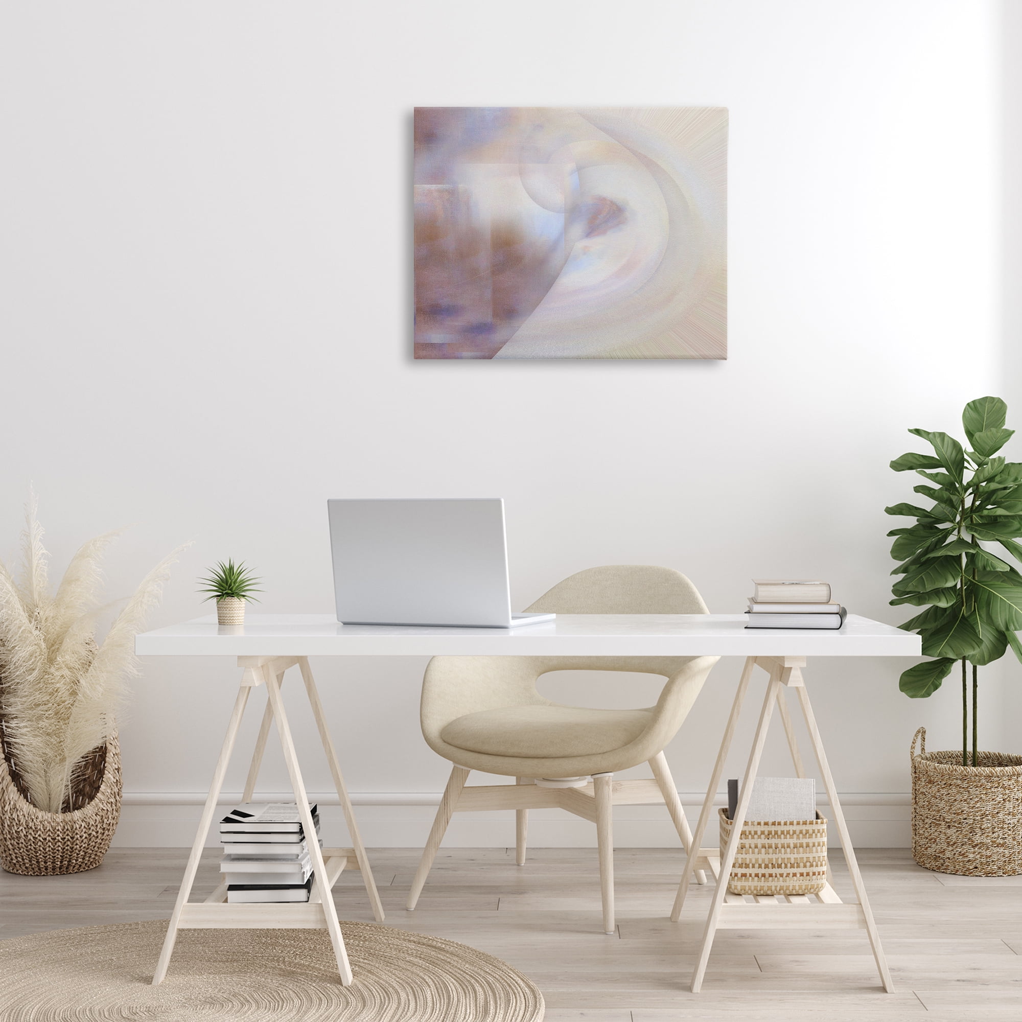 Stupell Industries Faded Beige Abstraction Abstract Painting Wrapped Canvas Art Print Wall Art, 30 x 24