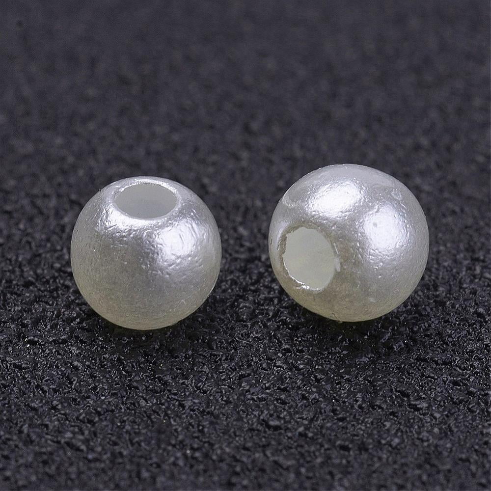 Imitated Pearl Acrylic Beads Round Creamy White 4mm Hole: 1mm 17000pcs/500g