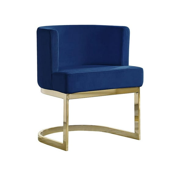 Velvet Navy Blue Accent Chair with Gold Chrome Base - 1 Chair