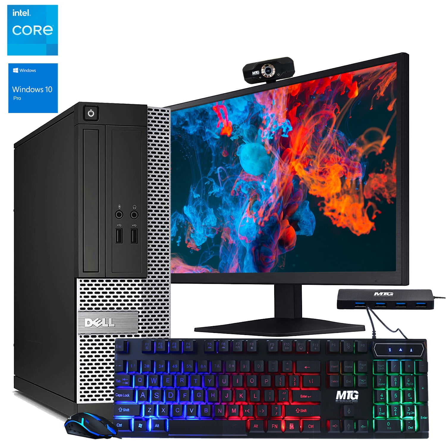 Restored Dell OptiPlex Desktop Computer PC with RGB lights, Intel