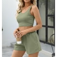 thumbnail image 3 of SMZ Two Piece Summer Outfits 2 Piece Sets 2025 Sleeveless Matching Lounge Crop Top High Waisted Short, 3 of 4