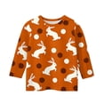 thumbnail image 3 of YOUYEDIAN Girls 3/4 Sleeve Easter Tops Kids 2026 Festival Cute Bunny Graphic Shirts Holiday Casual Funny Cotton Outfits (Orange, 9-10 Years), 3 of 4