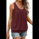 thumbnail image 2 of Camiseta de Tirantes Holgada de Verano para Mujer, Plisada, con Cuello Redondo, Informal, Sin Mangas, Vino Tinto, Talla M, 2 of 8