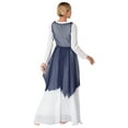 thumbnail image 2 of Kaerm Women Shimmer Draped Neck Dance Tunic Lyrical Contemporary Praise Dance Overlay Dress Navy Blue XL, 2 of 7
