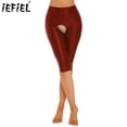 thumbnail image 2 of Pantalones cortos exóticos y sexys para mujer, lencería brillante, pantalones cortos con entrepierna abierta, elásticos, cinturilla elástica suave, mallas sin entrepierna, 2 of 5