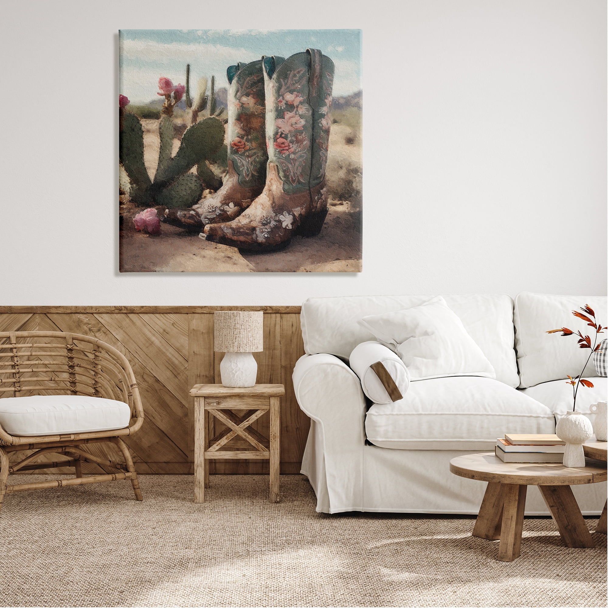 Stupell Industries Cowgirl Boots in Desert Beauty & Fashion Painting Gallery Wrapped Canvas Print Wall Art, 36 x 36
