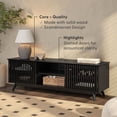 thumbnail image 3 of Plank+Beam Mid Century Modern Solid Wood TV Stand with 2 Doors, Black, 3 of 13