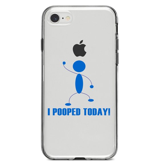 DistinctInk Clear Shockproof Hybrid Case for iPhone 7 8 SE (2020 Model) 4.7" Screen TPU Bumper Acrylic Back Tempered Glass Screen Protector - I Pooped Today!