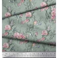 thumbnail image 2 of Soimoi Green Cotton Poplin Fabric Blossom & Peony Floral Fabric Prints By Yard 58 Inch Wide, 2 of 3