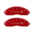 thumbnail image 2 of MGP 4 Caliper Covers Engraved Front & Rear With stripes/Dodge Red finish silver ch Fits select: 2007-2008,2011 DODGE NITRO SXT, 2 of 6