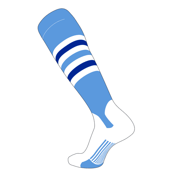 TCK Elite Baseball Knee High Stirrup Socks (I, 5in) Baby Blue, White, Royal (L)