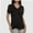 Black, variant on Womens Dressy Casual Tops Swiss Dot Sheer Puff Short Lace Sleeve V Neck Shirts Blouse