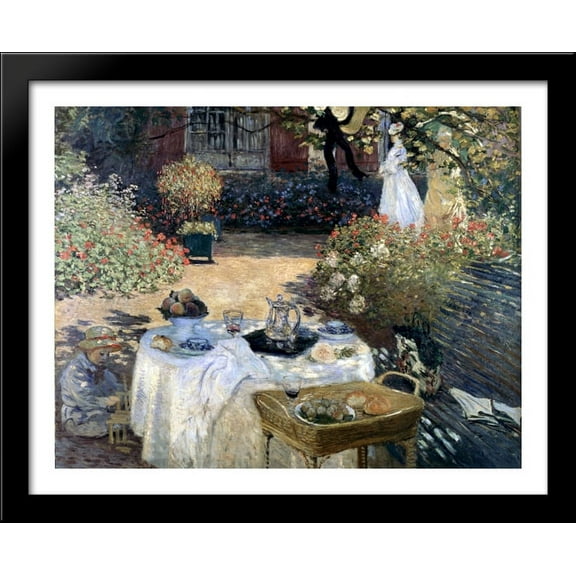 The Luncheon (Monet's Garden At Argenteuil) 34x28 Large Black Wood Framed Print Art by Claude Monet