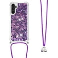 thumbnail image 3 of Long Crossbody Lanyard Clear Case for Samsung Galaxy A24 4G with Adjustable Neck Strap, Glitter Sparkly Bling Quicksand Phone Cover Cases for Samsung Galaxy A24 4G QKG Purple, 3 of 14