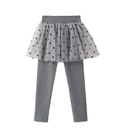 

LYMAYTER Kids Girls Skirt Pants Toddler Mesh Solid Color Trousers Spring Fall Leggings Pants for 2-10 Years