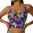 thumbnail image 2 of Lsque Paint Butterflies Printed Women'S Sports Bra, Compression, Moisture Wicking, High-Impact Sports Bra For Women,Supportive sports bra-X-Large, 2 of 9