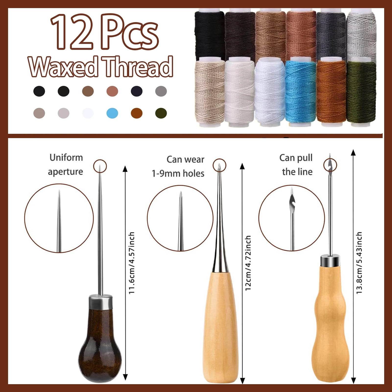 GMZW Heavy Duty Sewing Kit, 48pcs Needle and Thread Kit with Upholstery Thread Needles Sewing Awl Seam Ripper, Upholstery Repair Sewing Kit for Car Seats Carpets Shoes Backpacks DIY Crafting