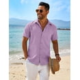 thumbnail image 4 of COOFANDY Mens Sage Linen Shirt Short Sleeve Button Down Shirts Summer Beach Dress Shirt, 4 of 19