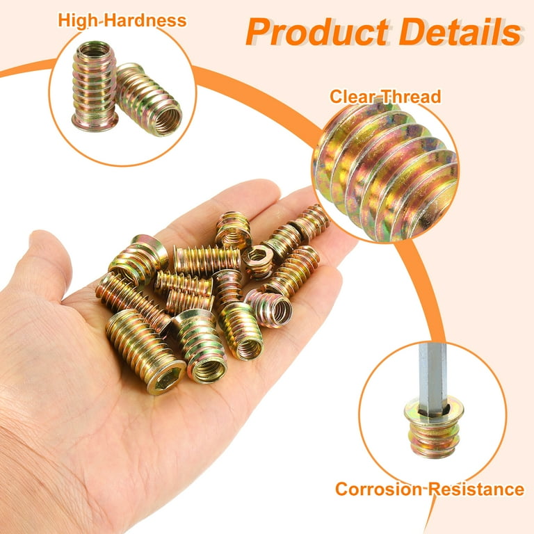 Uxcell Wood Furniture M8x30mm Threaded Insert Nuts Interface Hex Uxcell Wood Furniture M8x30mm Threaded Insert Nuts Interface Hex