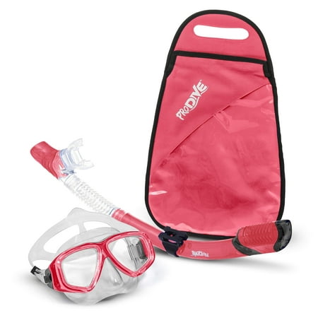 PRODIVE Premium Dry Top Snorkel Set - Impact Resistant Tempered Glass Diving Mask, Watertight and Anti-Fog Lens for Best Vision, Easy Adjustable Strap, Waterproof Gear Bag Included (Best Snorkeling In Indonesia)