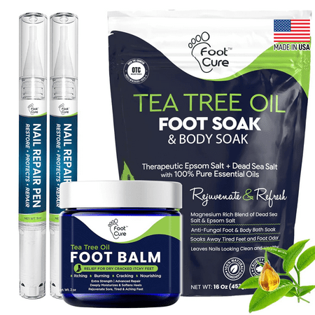 Foot Cure Toenail Fungus Treatment Extra Strength - Tea Tree Antifungal Cream & Foot Soak for Toenail Softener, Yellow Toenail Treatment, Ingrown Nail and Foot Fungus
