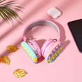 thumbnail image 5 of Rainbow Pop Bubble Wireless Bluetooth Headphone,On-Ear Headphones,Fidget Bluetooth Head-Mounted Stereo Headset,Fidget Toy for Children Adults,Pink, 5 of 7